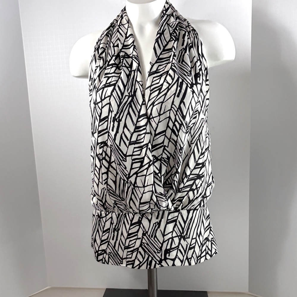 BCBGeneration Black and White Halter Blouse